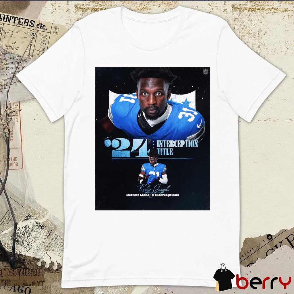 Poster Kerby B. Joseph Detroit Lions 9 Interceptions ’24 Interception Title Signature t-shirt
