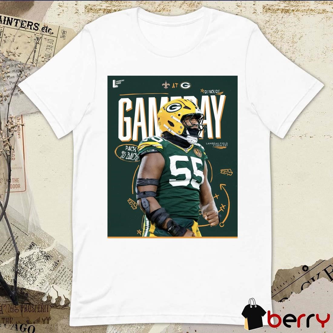 Poster Kingsley Enagbare New Orleans Saints At Green Bay Packers Gameday Pack Go Back Lambeau Field t-shirt