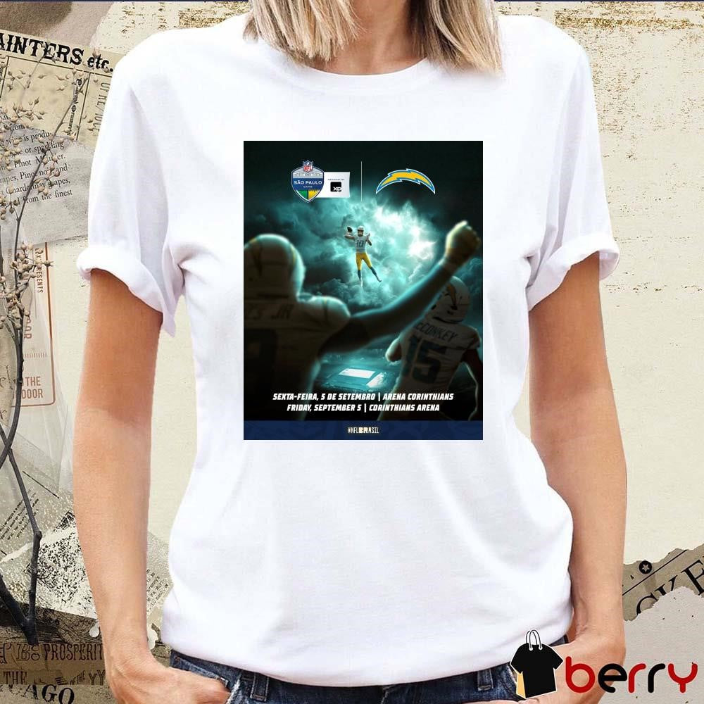 Poster LA Chargers Sexta-feira 5 De Setembro Arena Corinthians Fri Sep 5 Corinthians Arena NFL Sao Paulo Game t-shirt
