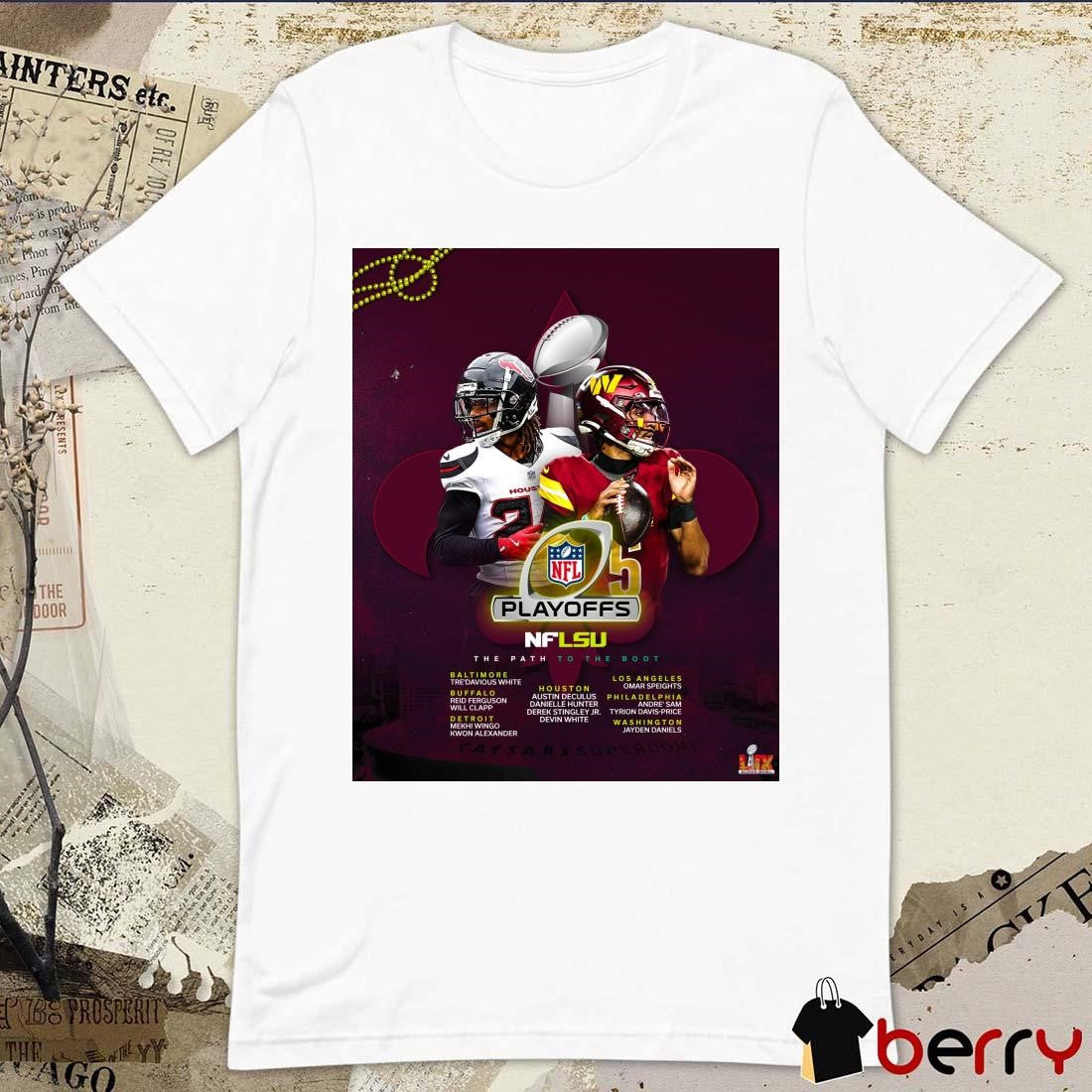 Poster LSU Tigers Football NFL Playoffs The Path To The Boot Baltimore Tre’davious White Buffalo Reid Ferguson Will Clapp t-shirt