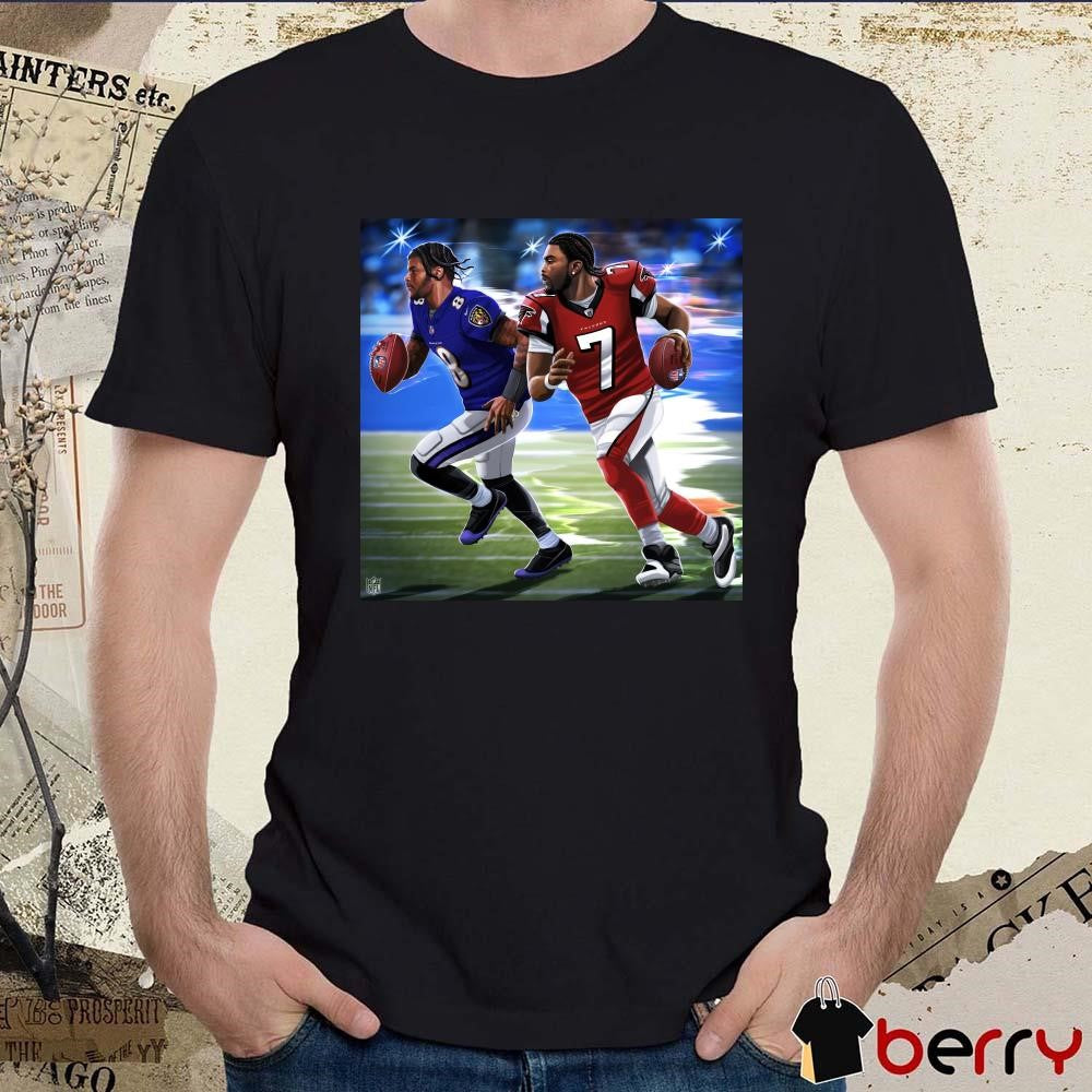 Poster Lamar Jackson passes Michael Vick for the all-time QB rushing yards record t-shirt