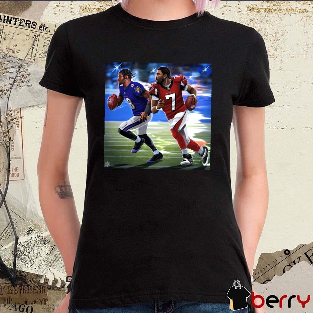 Poster Lamar Jackson passes Michael Vick for the all-time QB rushing yards record t-shirt