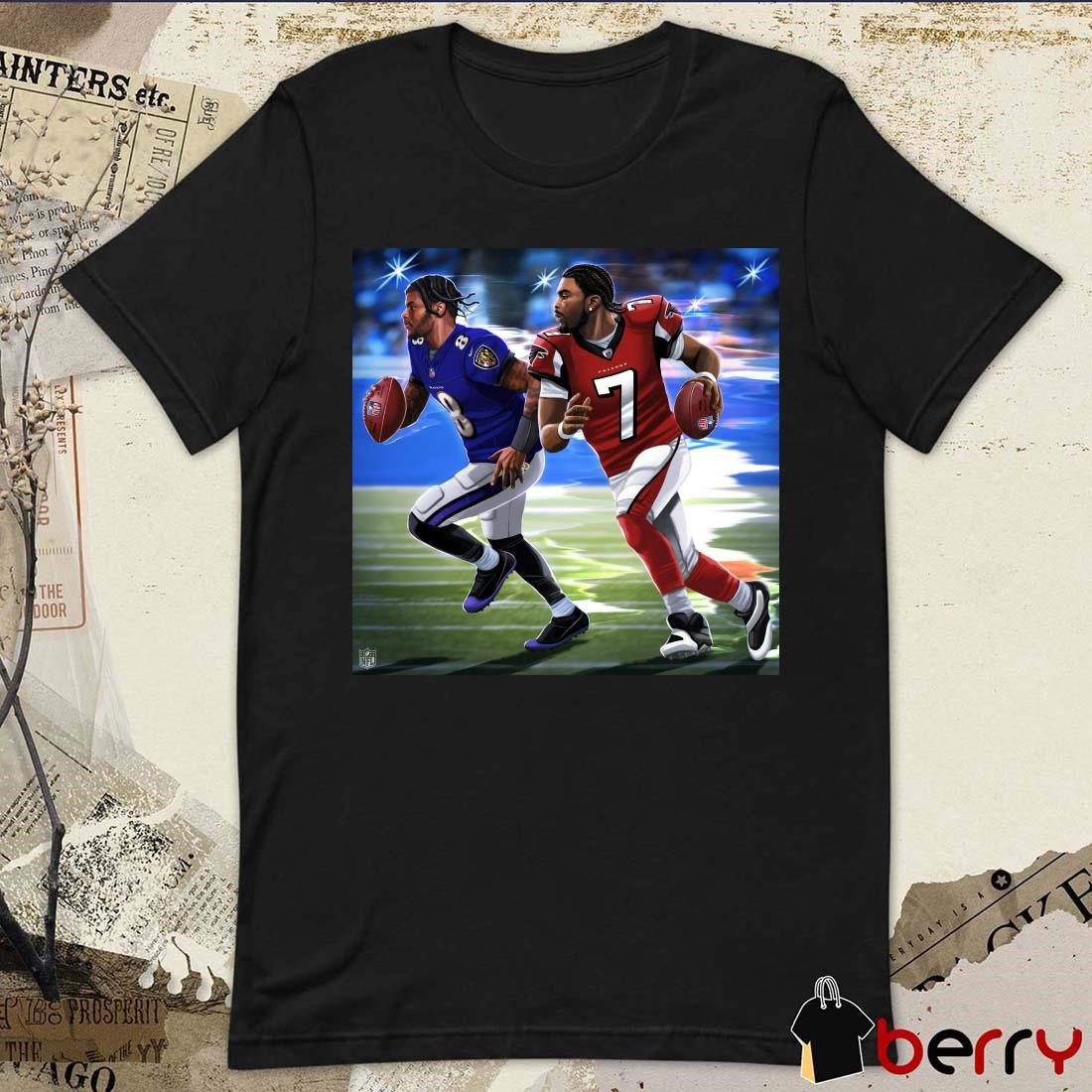 Poster Lamar Jackson passes Michael Vick for the all-time QB rushing yards record t-shirt