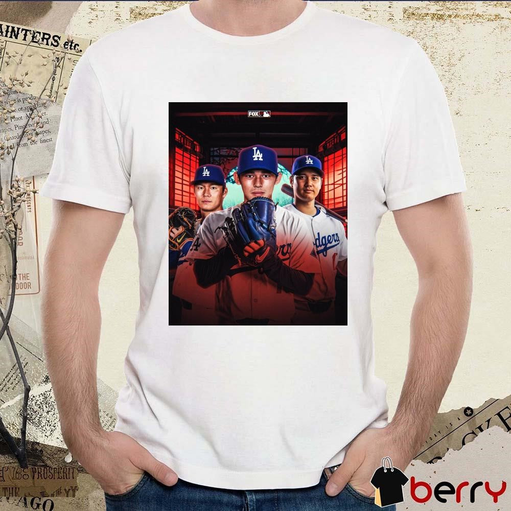 Poster Los Angeles Dodgers MLB Roki Sasaki joins Shohei Ohtani and Yoshinobu Yamamoto on the Dodgers t-shirt