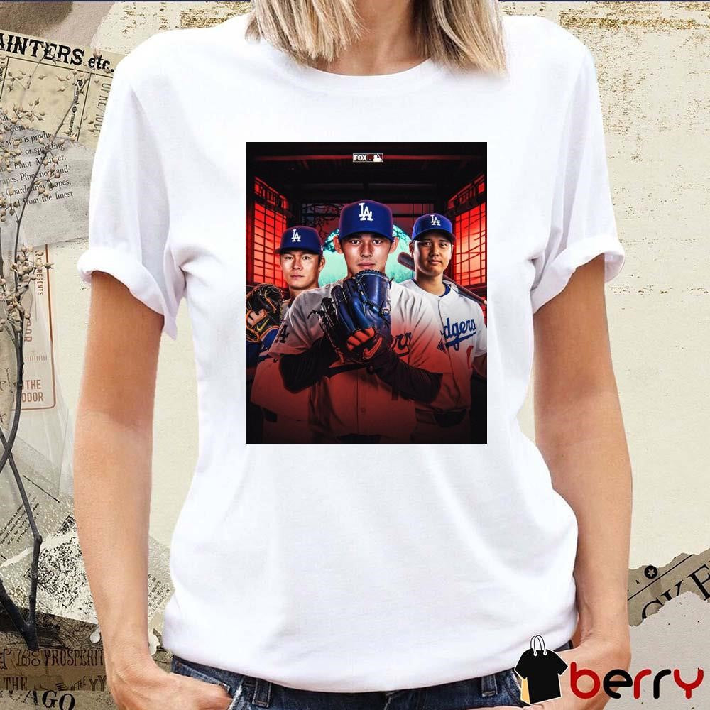 Poster Los Angeles Dodgers MLB Roki Sasaki joins Shohei Ohtani and Yoshinobu Yamamoto on the Dodgers t-shirt