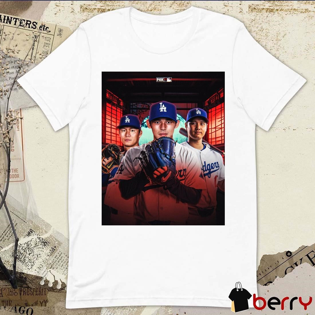 Poster Los Angeles Dodgers MLB Roki Sasaki joins Shohei Ohtani and Yoshinobu Yamamoto on the Dodgers t-shirt
