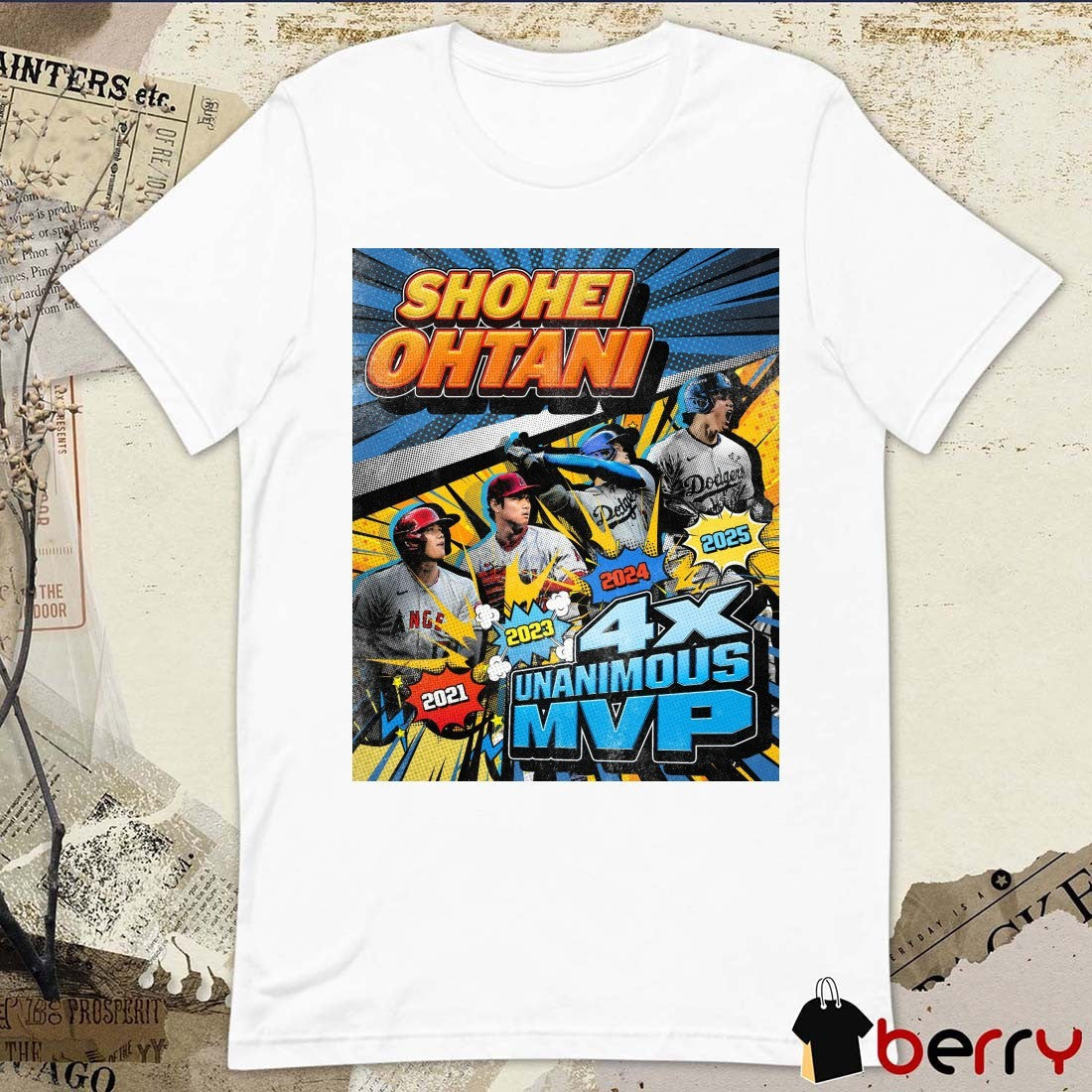 Poster Los Angeles Dodgers Shohei Ohtani 4X Unanimous MVP 2021 2023 2024 2025 t-shirt