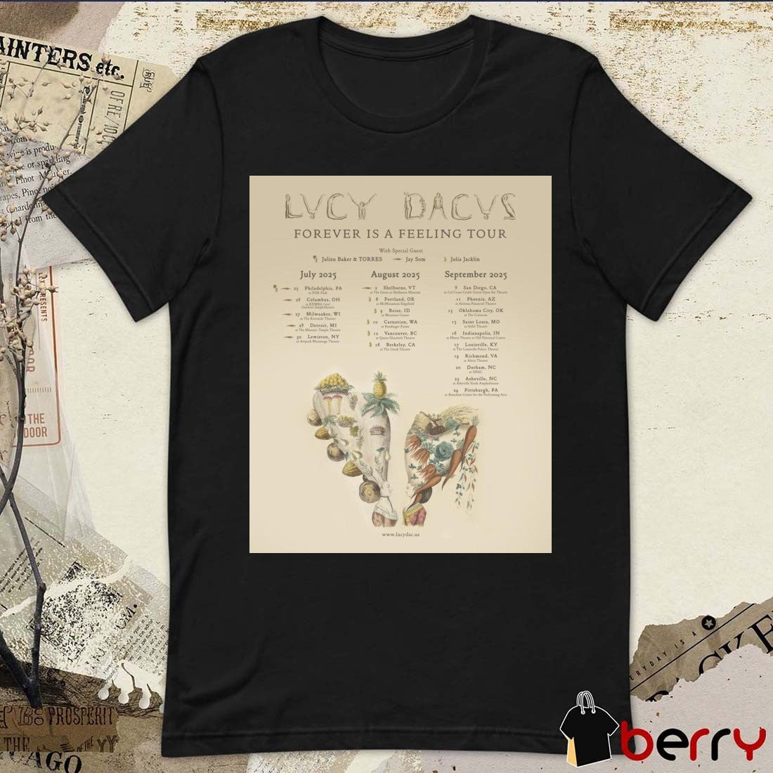 Poster Lucy Dacus Forever Is A Feeling Tour July August September 2025 Greek Theatre t-shirt