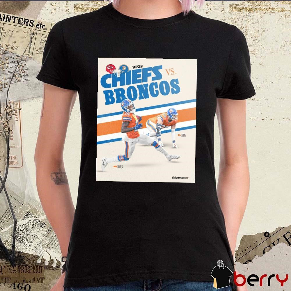 Poster Marvin Mims Jr And Zach Allen Kansas City Chiefs Vs Denver Broncos Week 18 An Old-school Showdown t-shirt