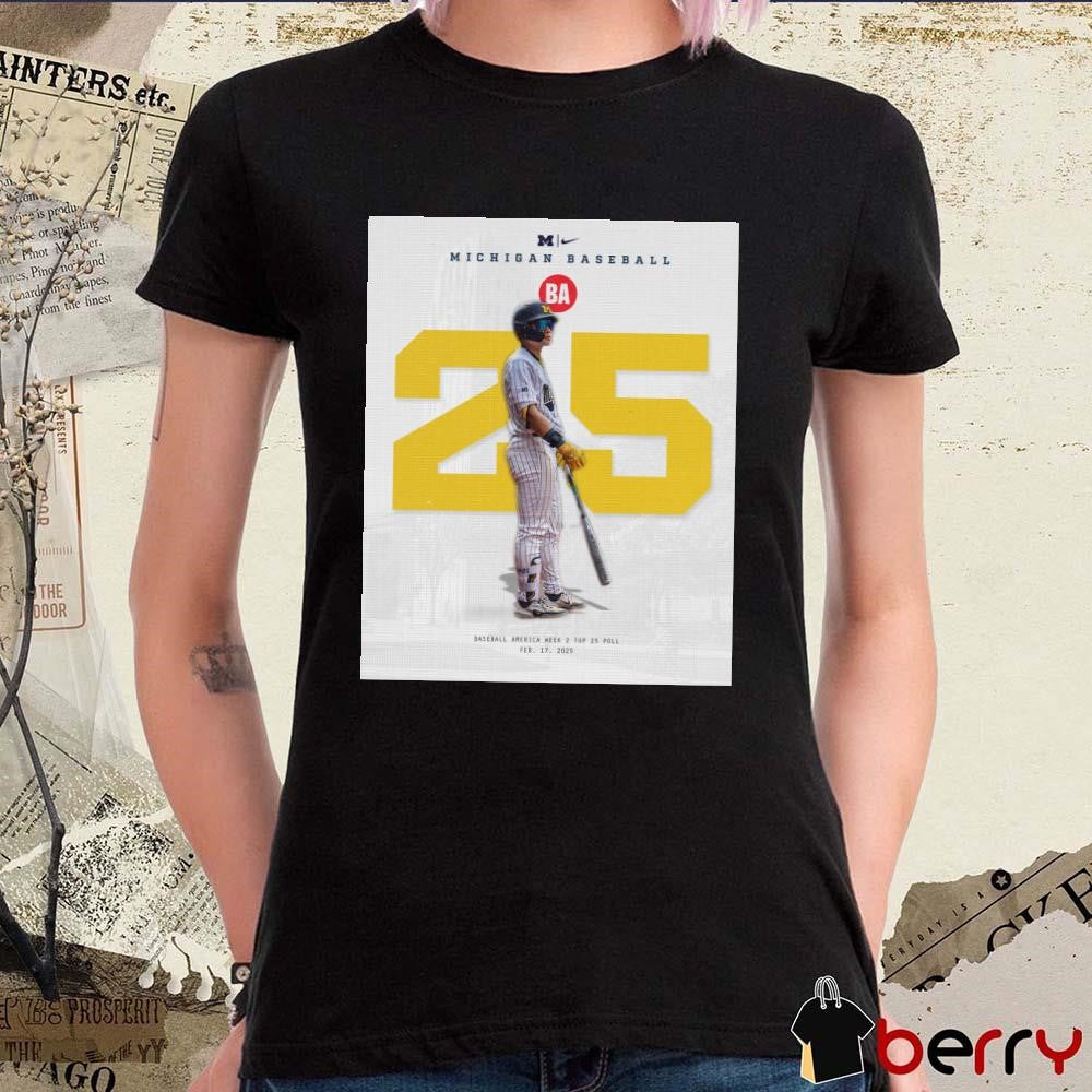 Poster Michigan baseball Puerto Rico Baseball America Week 2 Top 25 Poll February 17 2025 t-shirt