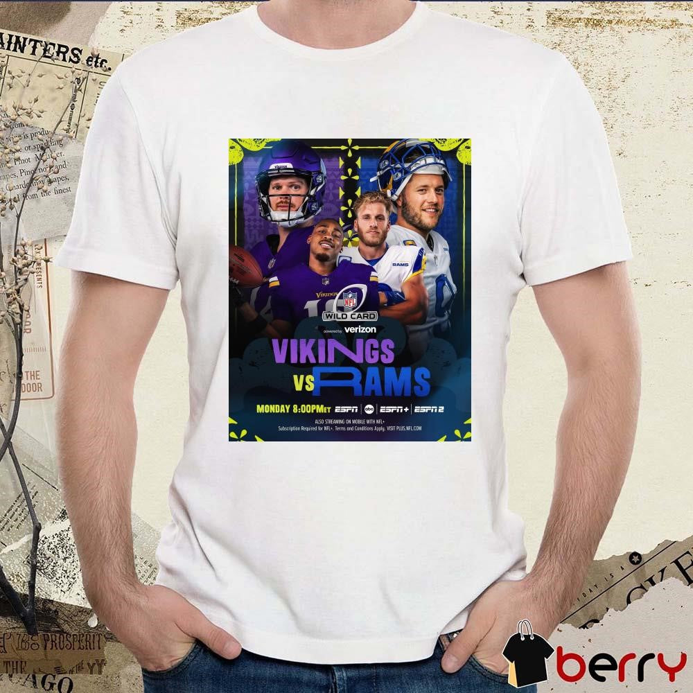 Poster Minnesota Vikings Vs Los Angeles Rams NFL Wild Card Onto The Divisional Round ESPN t-shirt