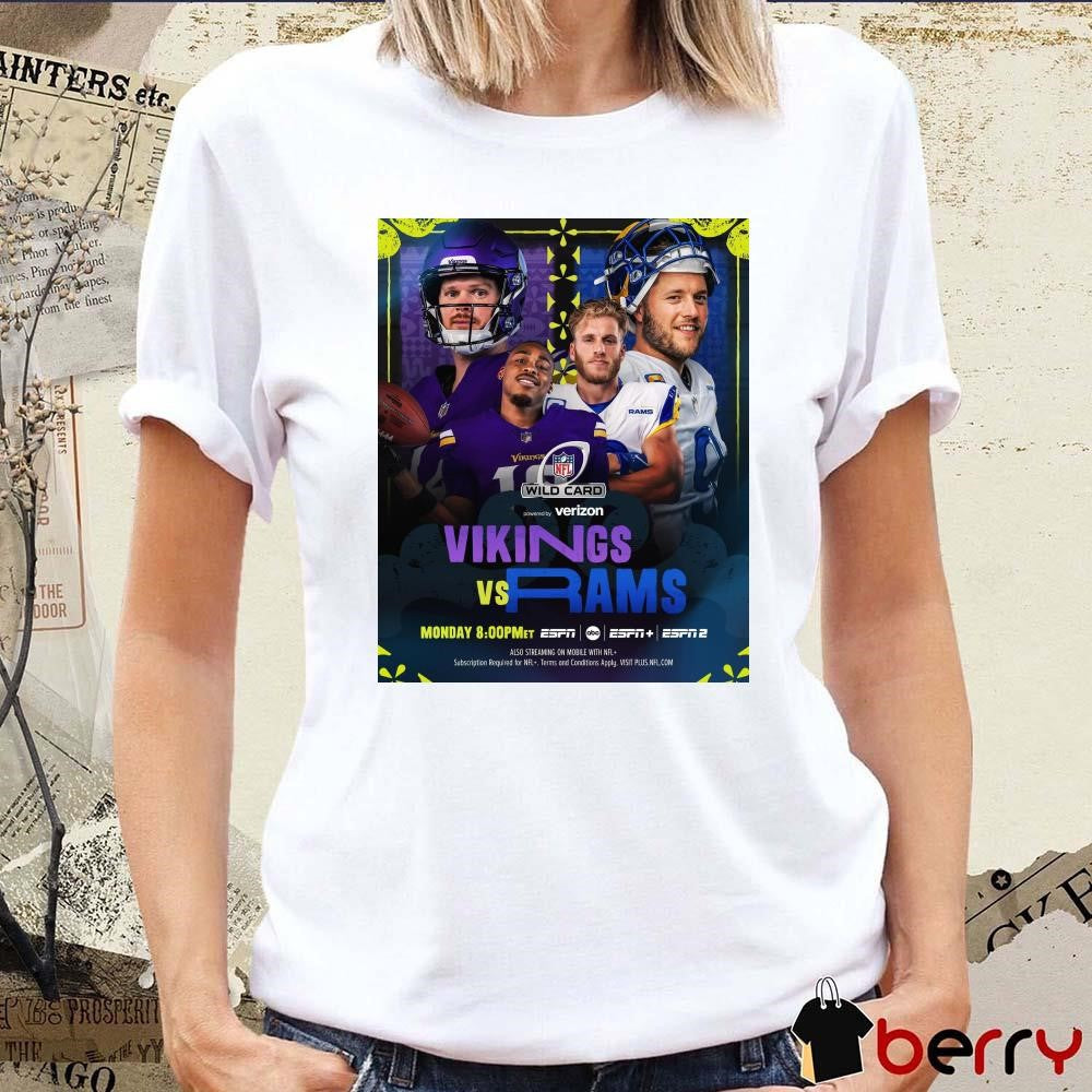 Poster Minnesota Vikings Vs Los Angeles Rams NFL Wild Card Onto The Divisional Round ESPN t-shirt