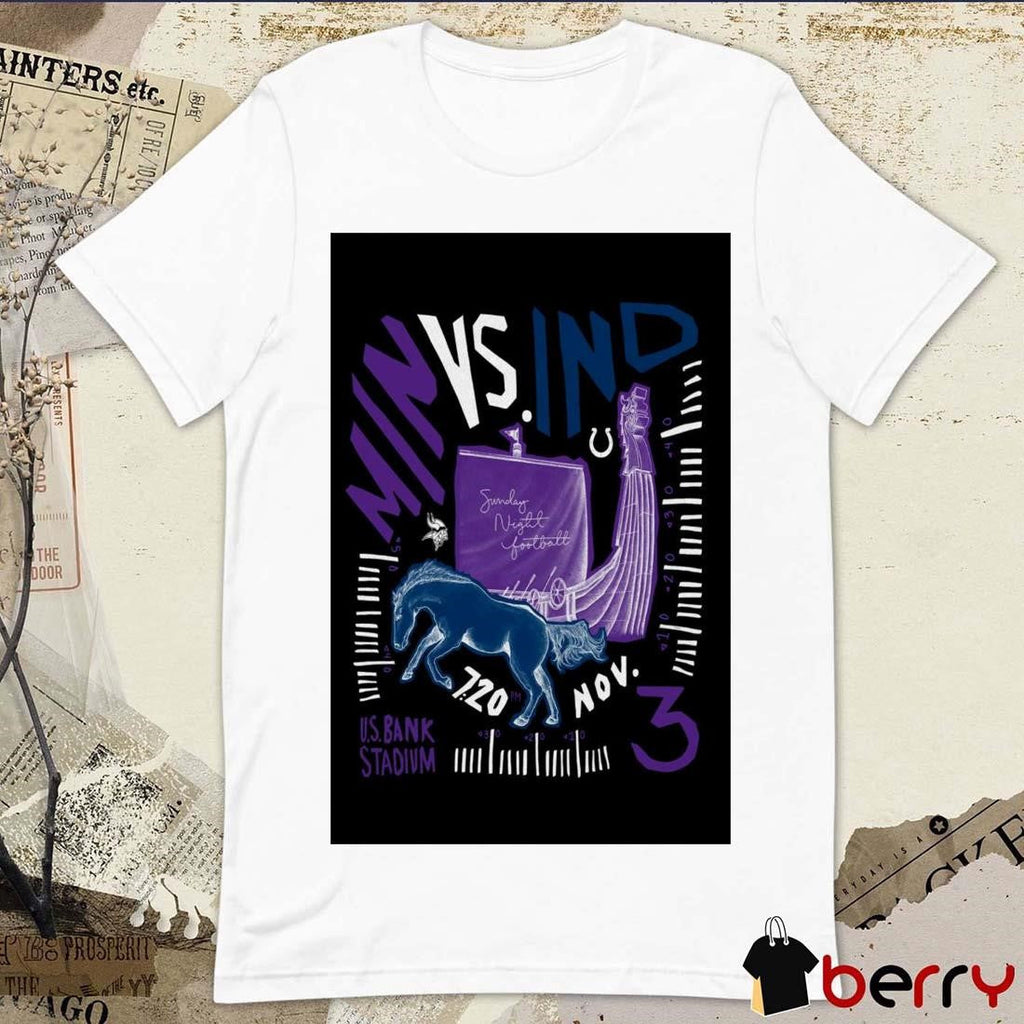 Poster Minnesota Vikings vs. Indianapolis Colts Nov 3, 2024 U.S. Bank Stadium t-shirt