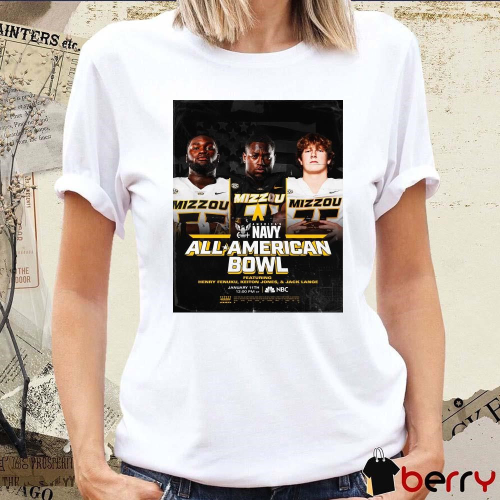 Poster Missouri Tigers All-American Bowl Featuring Henry Fenuku Keiton Jones And Jack Lange Jan 11th t-shirt