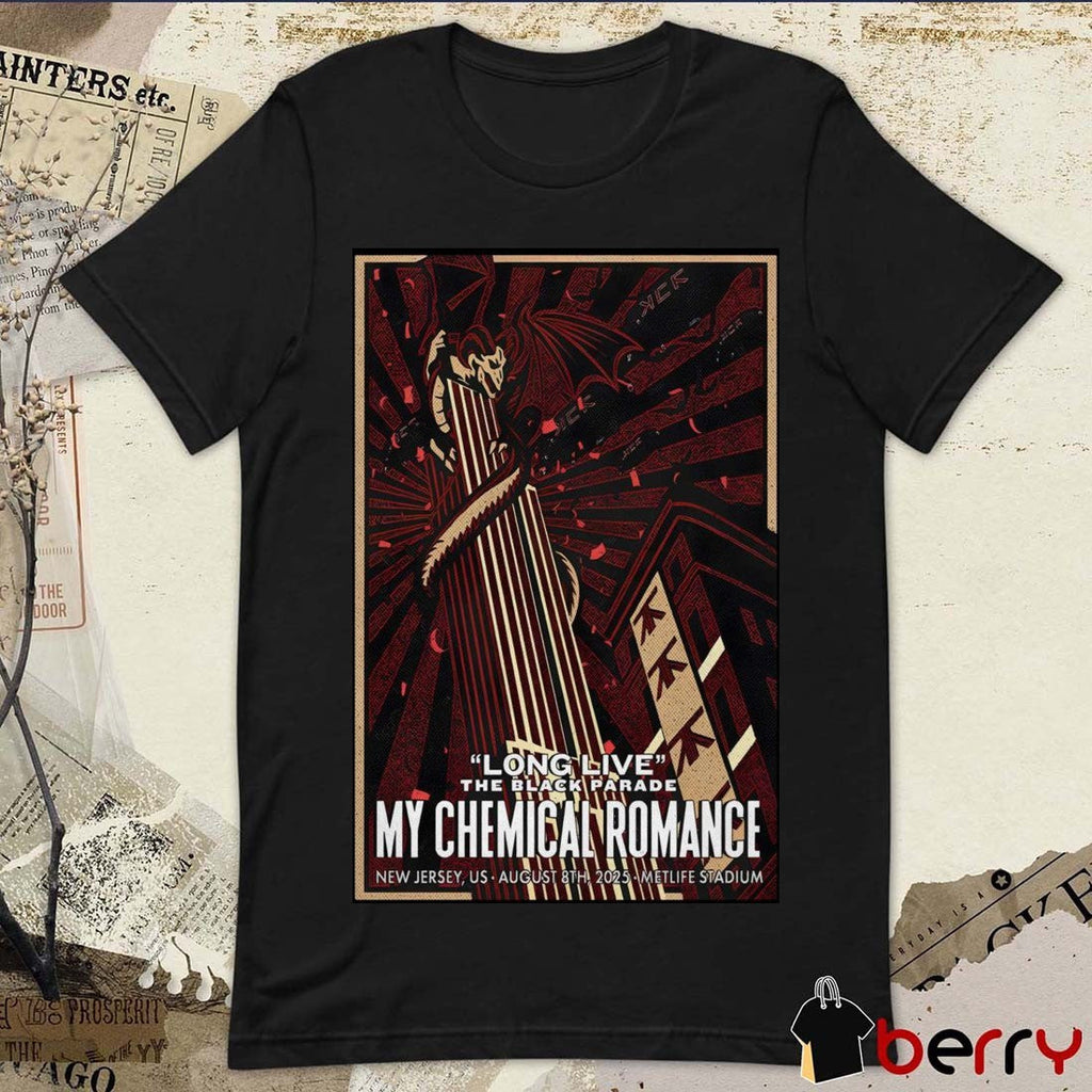 Poster My Chemical Romance Long Live The Black Parade Tour at MetLife Stadium in New Jersey, US August 8th, 2025 t-shirt