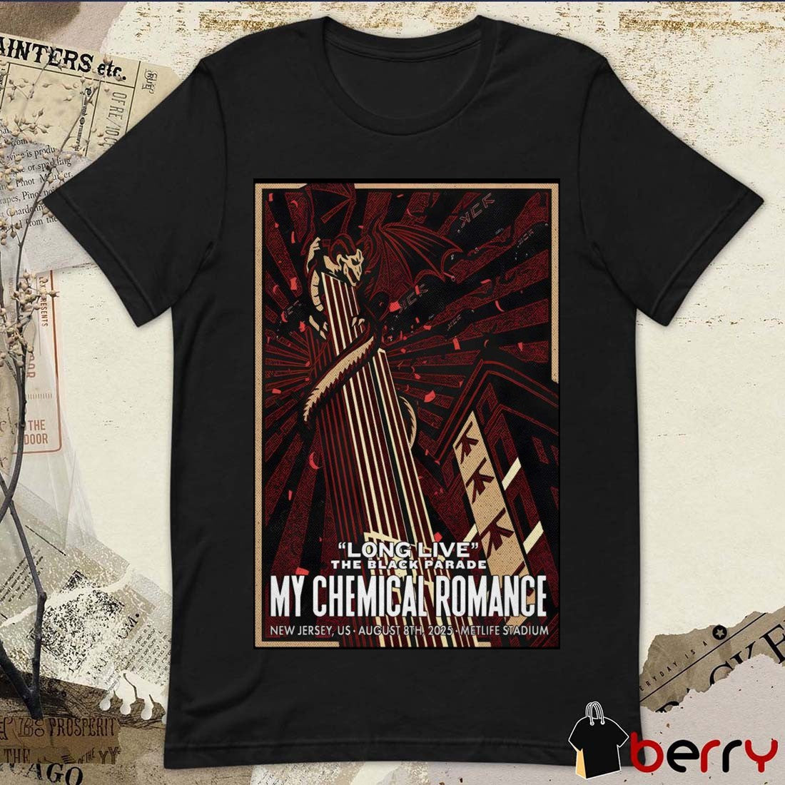 Poster My Chemical Romance Long Live The Black Parade Tour at MetLife Stadium in New Jersey, US August 8th, 2025 t-shirt