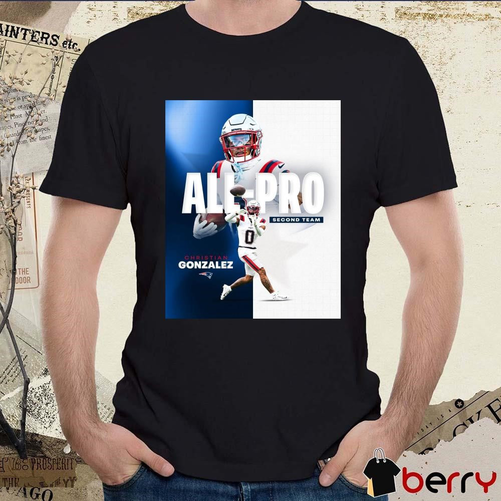 Poster New England Patriots Christian Gonzalez 2024 NFL Season AP All-Pro Second Team t-shirt
