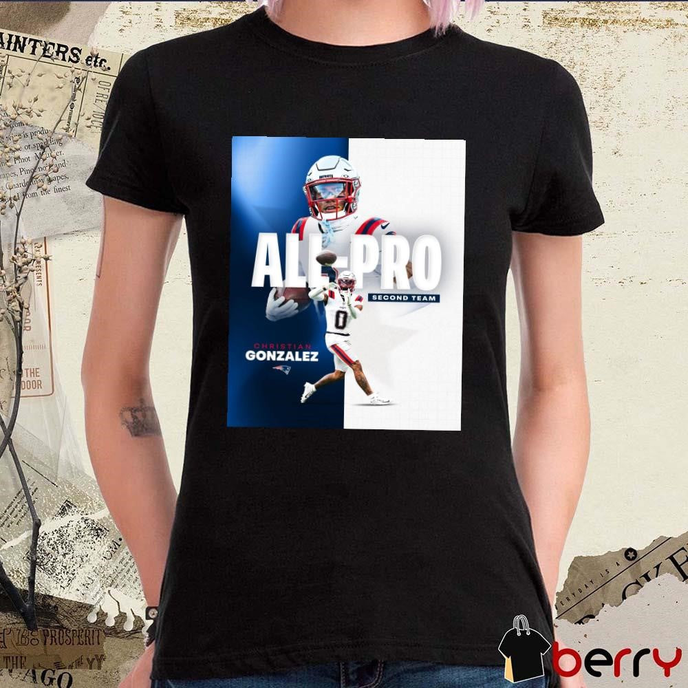 Poster New England Patriots Christian Gonzalez 2024 NFL Season AP All-Pro Second Team t-shirt