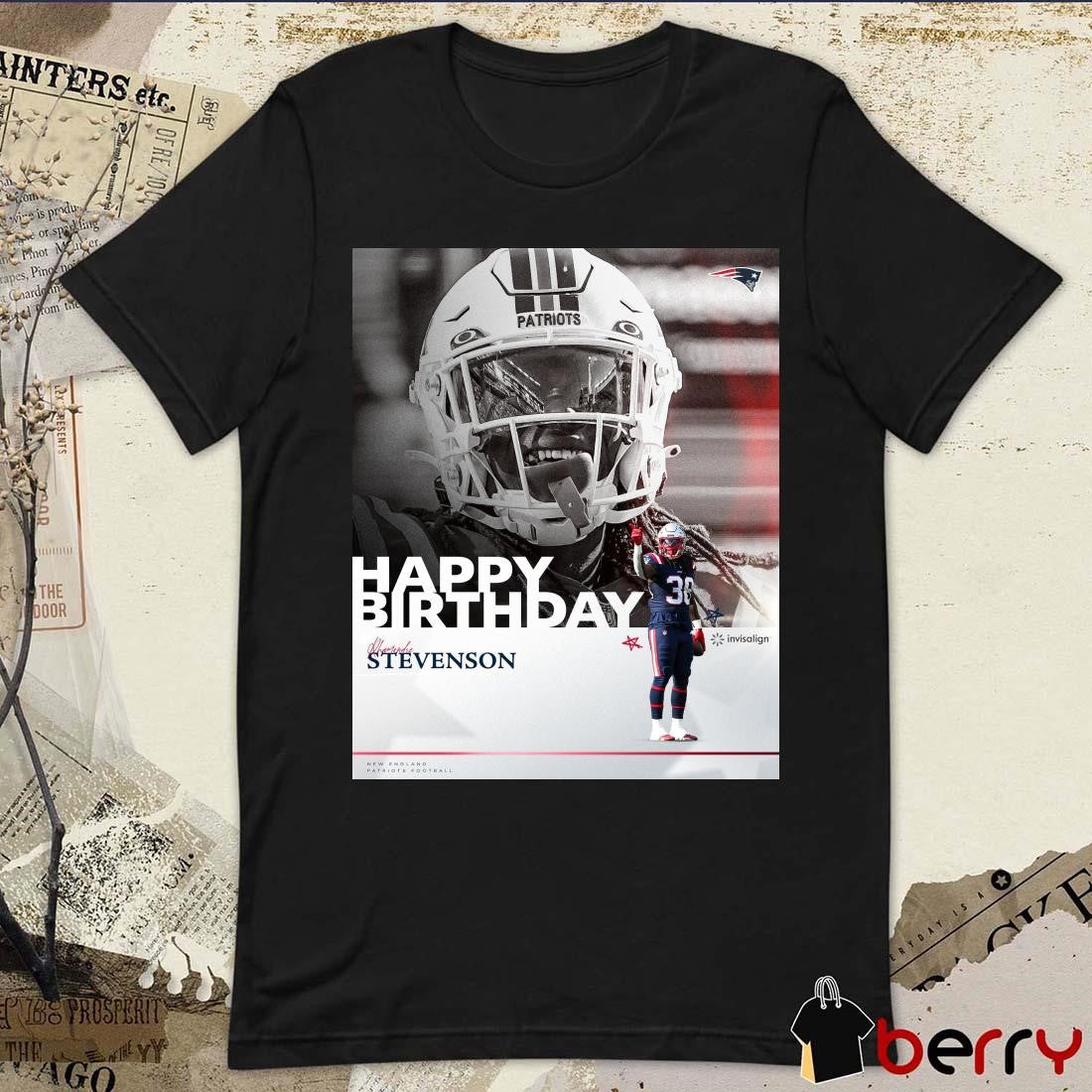 Poster New England Patriots Football Happy Birthday Rhamondre Stevenson It’s Mondre’s Bday t-shirt