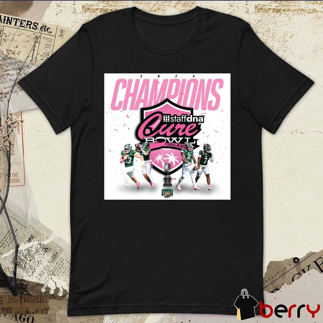 Poster Ohio Bobcats Football 2024 Champions Staffdna Cure Bowl Orlando t-shirt