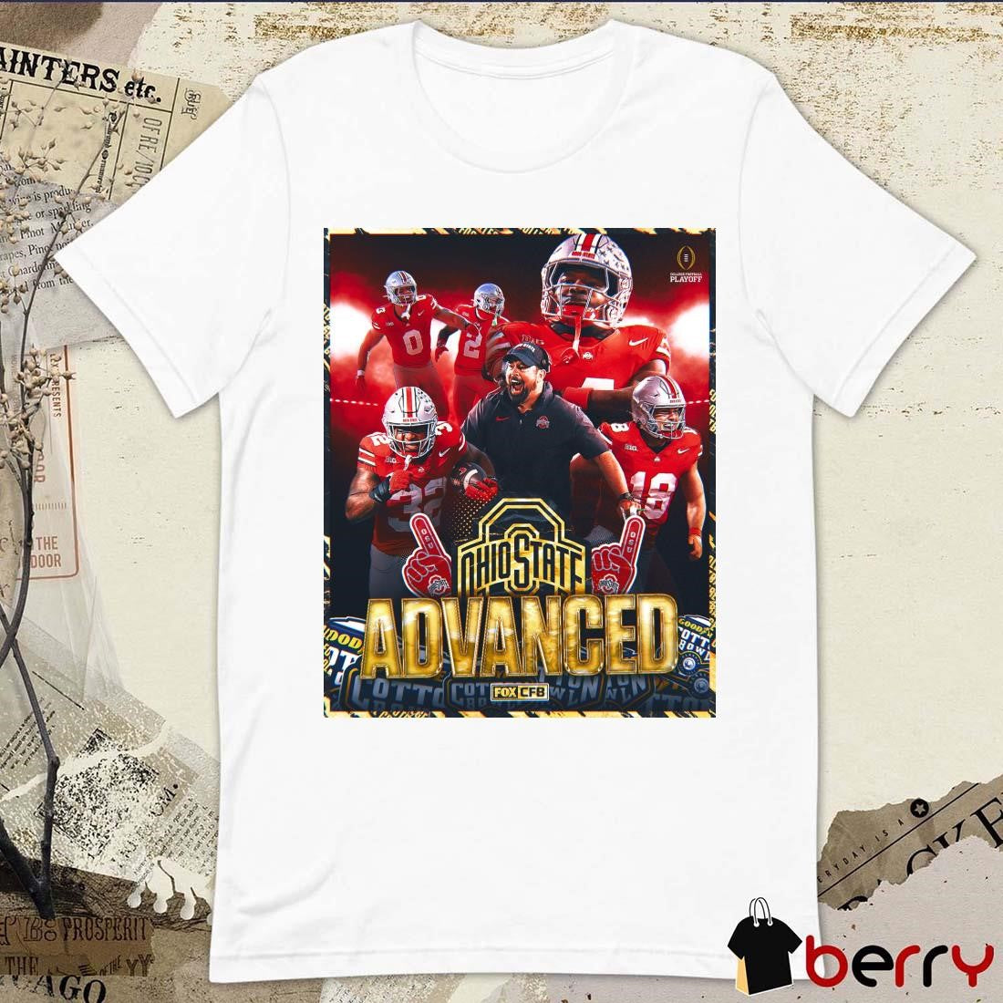 Poster Ohio State Buckeyes win Texas Longhorns 2025 Advanced National Championship FOX CFB t-shirt