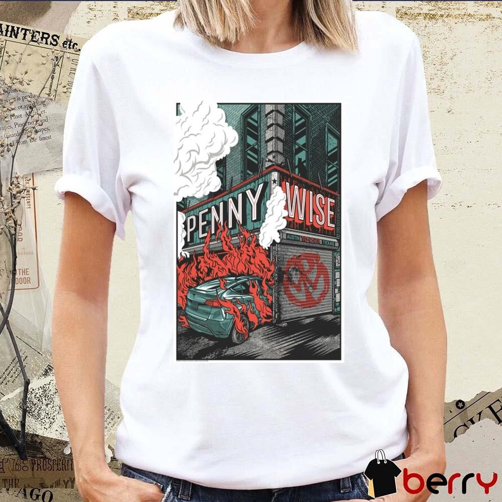 Poster Pennywise October 2-2024 Mohawk Outdoor Austin, TX Tour t-shirt