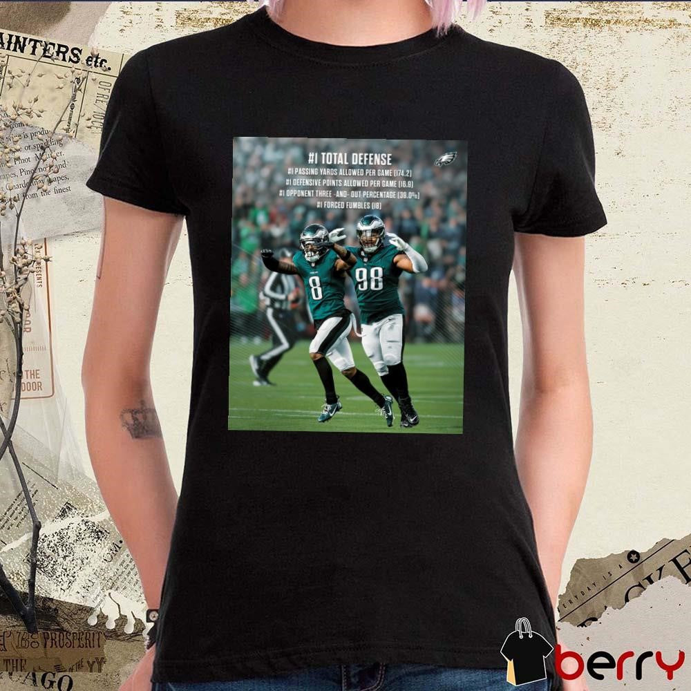Poster Philadelphia Eagles Football #1 Total Defense #1 Passing Yards Allowed Per Game 174.2 #1 Defensive Points Allowed Per Game 16.9 t-shirt