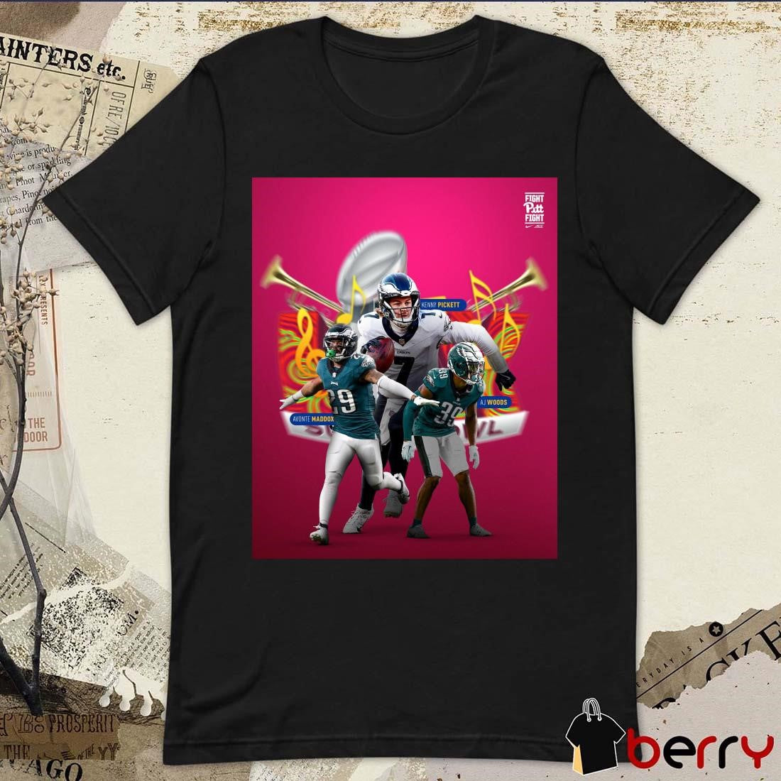 Poster Pitt Football Avonte Maddox Kenny Pickett Philadelphia Eagles A.J. Woods Our Panthers in The Big Game t-shirt