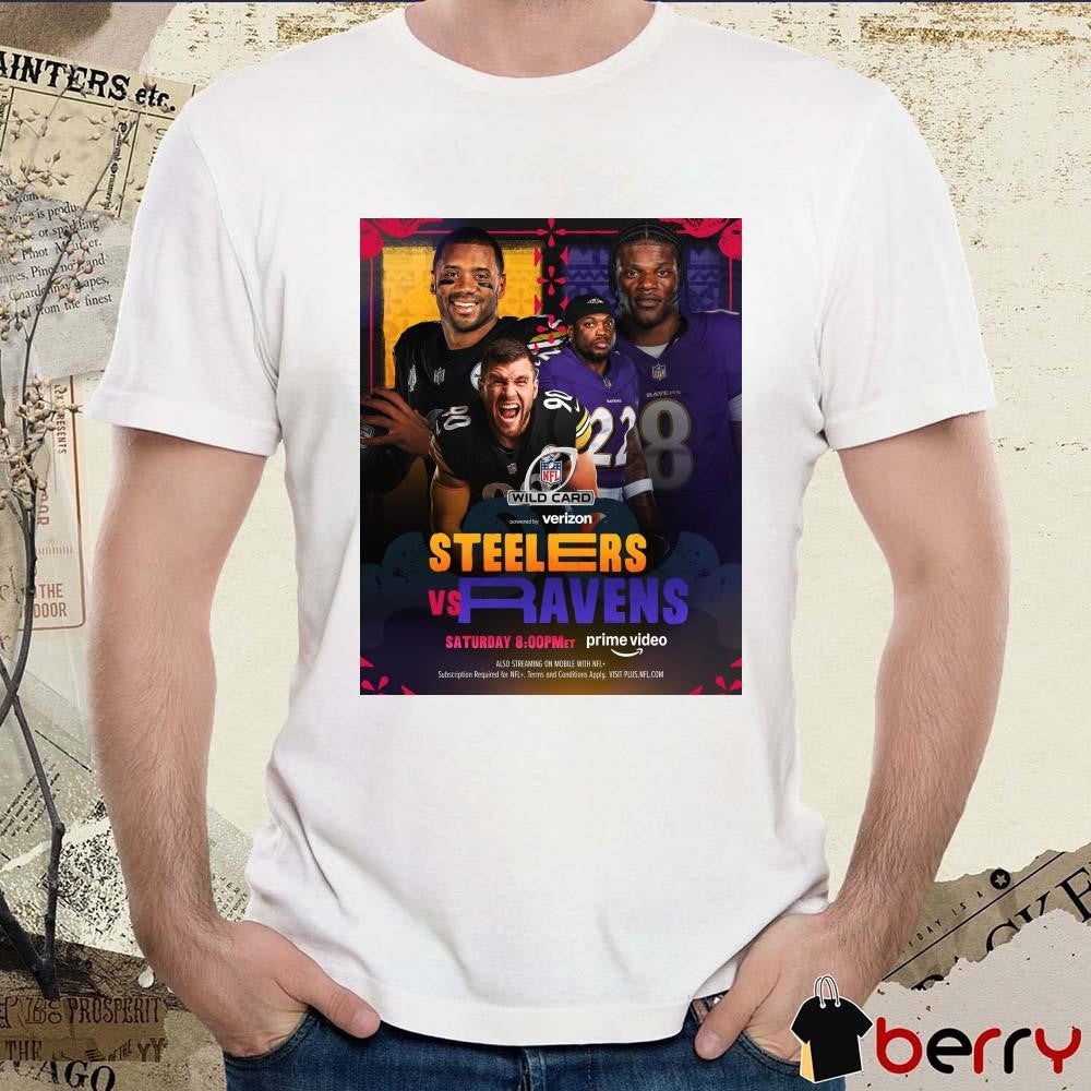 Poster Pittsburgh Steelers Vs Baltimore Ravens AFC North Showdown On NFL Wild Card Weekend Saturday t-shirt