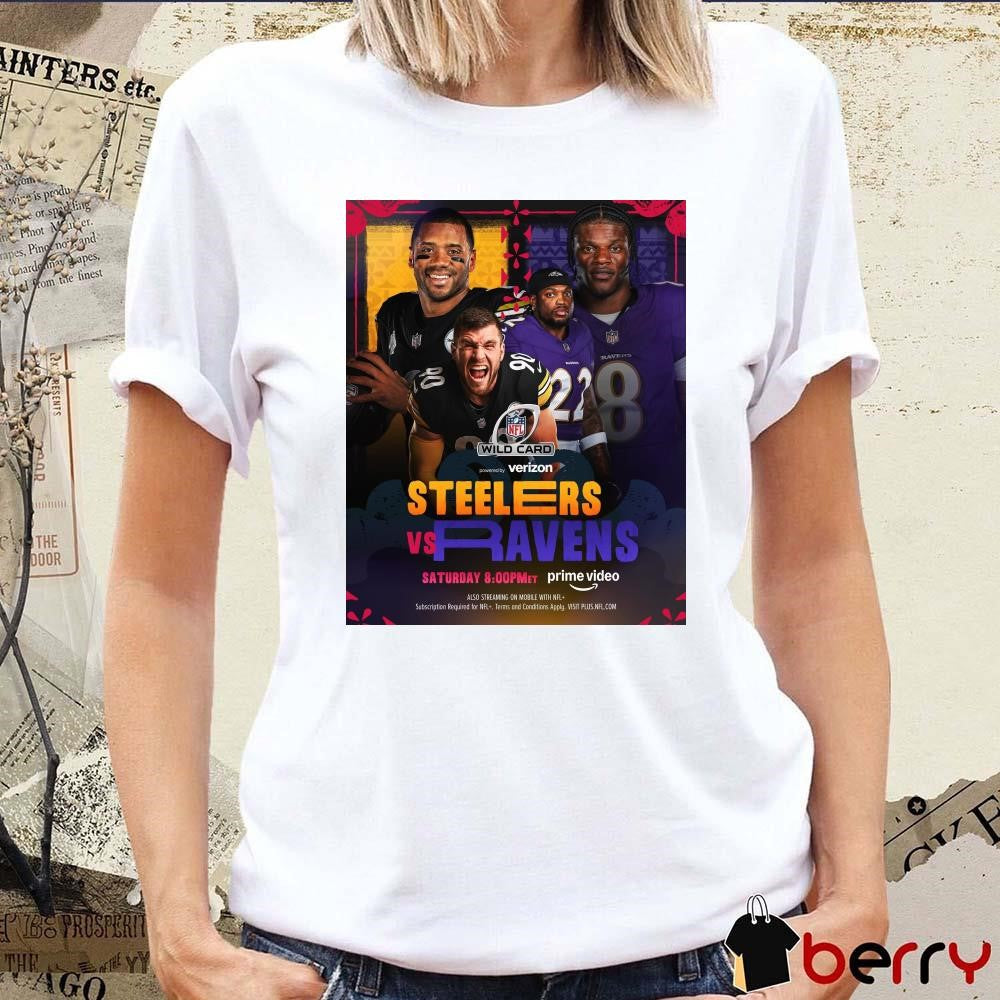 Poster Pittsburgh Steelers Vs Baltimore Ravens AFC North Showdown On NFL Wild Card Weekend Saturday t-shirt