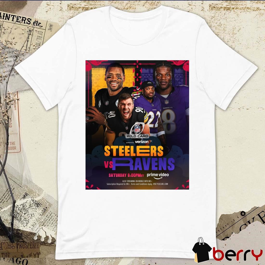 Poster Pittsburgh Steelers Vs Baltimore Ravens AFC North Showdown On NFL Wild Card Weekend Saturday t-shirt