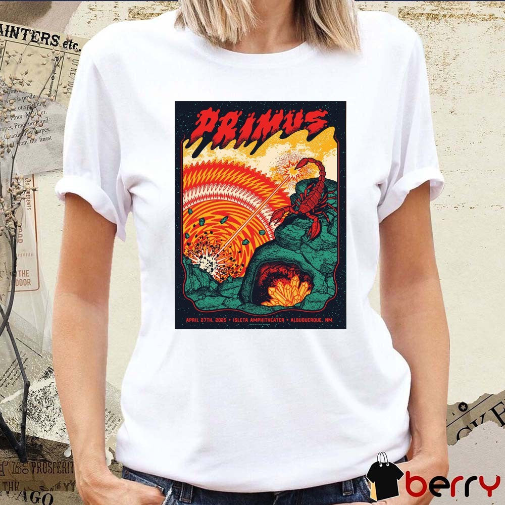 Poster Primus April 27th 2025 In Albuquerque NM Isleta Amphitheater t-shirt