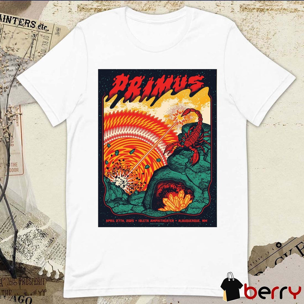 Poster Primus April 27th 2025 In Albuquerque NM Isleta Amphitheater t-shirt