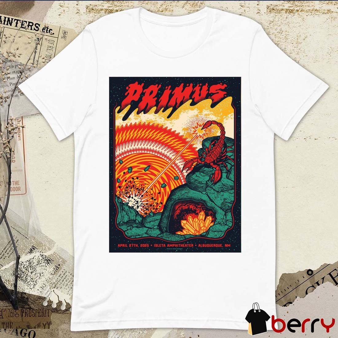 Poster Primus April 27th 2025 In Albuquerque NM Isleta Amphitheater t-shirt