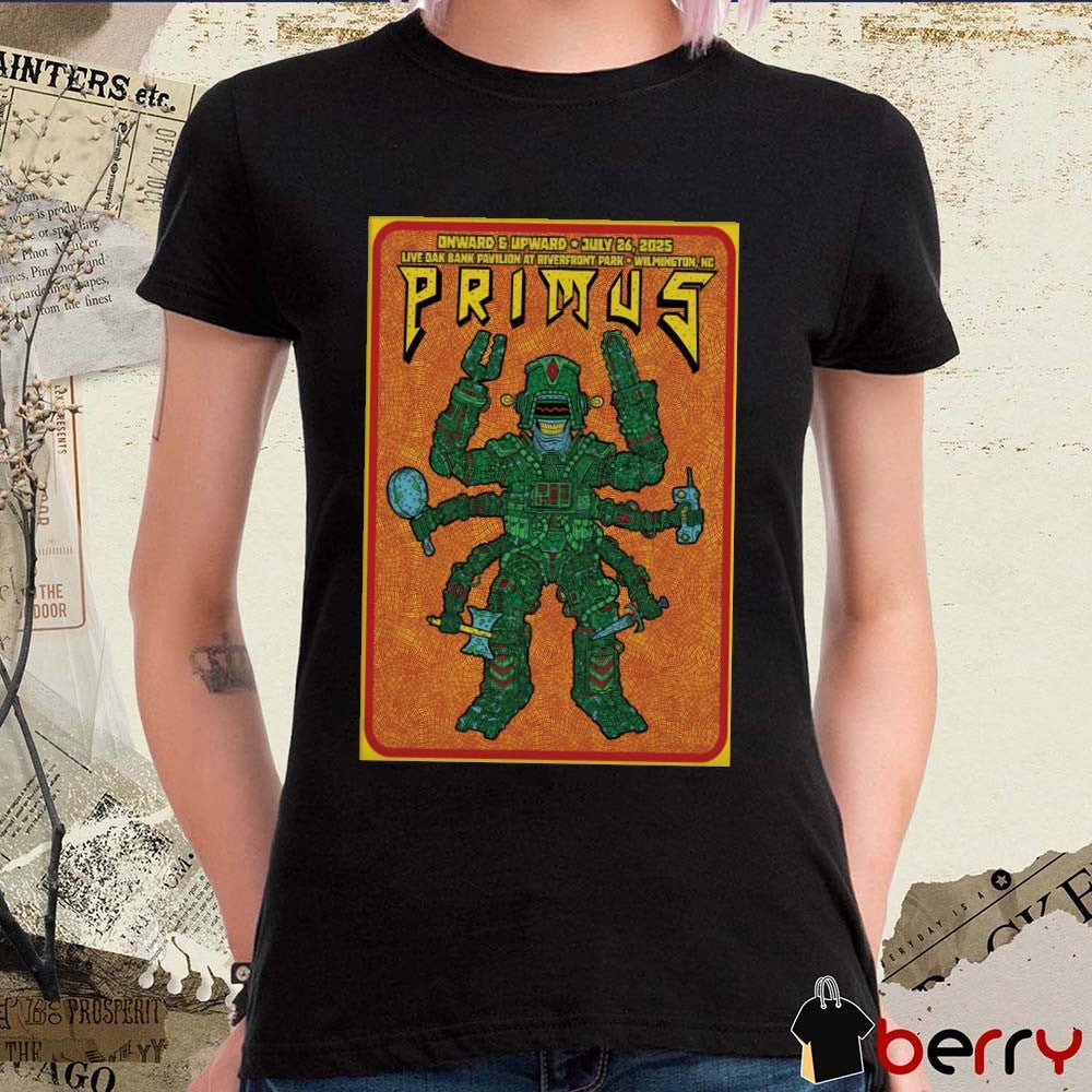 Poster Primus July 26 2025 Wilmington NC Live Dak Bank Pavilion At Riverfront Park t-shirt