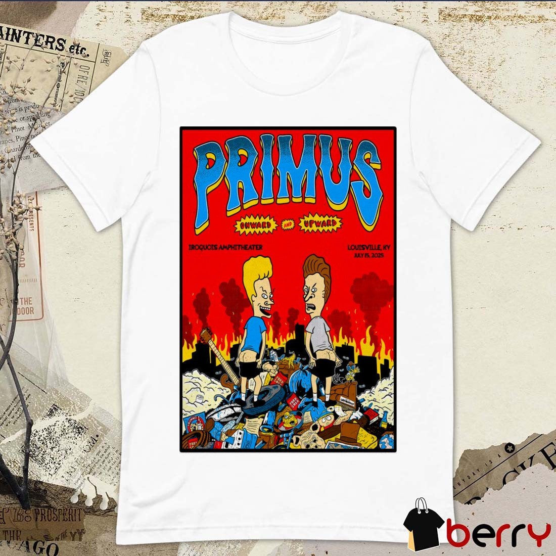 Poster Primus Onward And Upward July 15 2025 Iroquois Amphitheater In Louisville KY Tour t-shirt