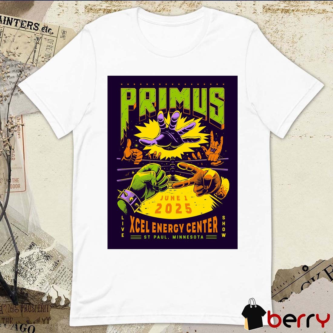 Poster Primus S.T Paul Minnesota On June 1 2025 Xcel Energy Center Live Show t-shirt