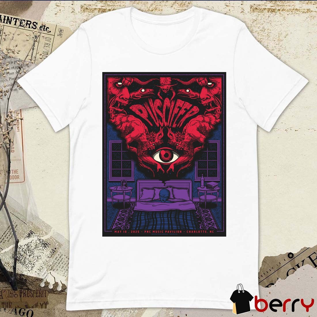 Poster Puscifer May 10 2025 PNC Music Pavilion Charlotte NC t-shirt