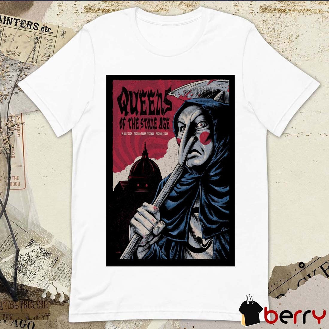 Poster Queens Of The Stone Age 15 July 2025 Piazza Duomo Pistoia Italy Pistoia Blues Festival t-shirt