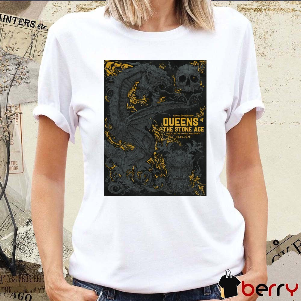 Poster Queens Of The Stone Age Boston Boston MA Boch Center Wang Theatre October 8 2025 t-shirt