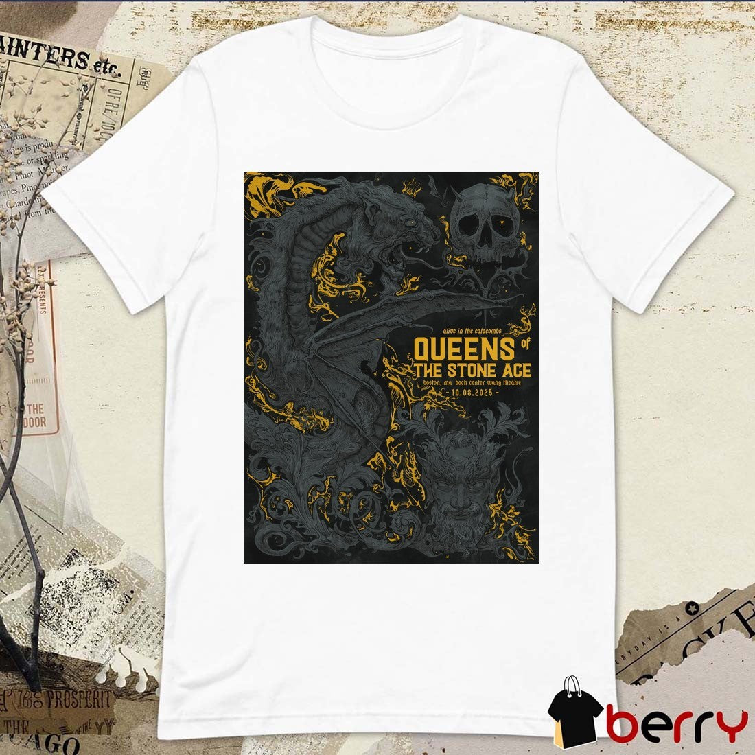 Poster Queens Of The Stone Age Boston Boston MA Boch Center Wang Theatre October 8 2025 t-shirt