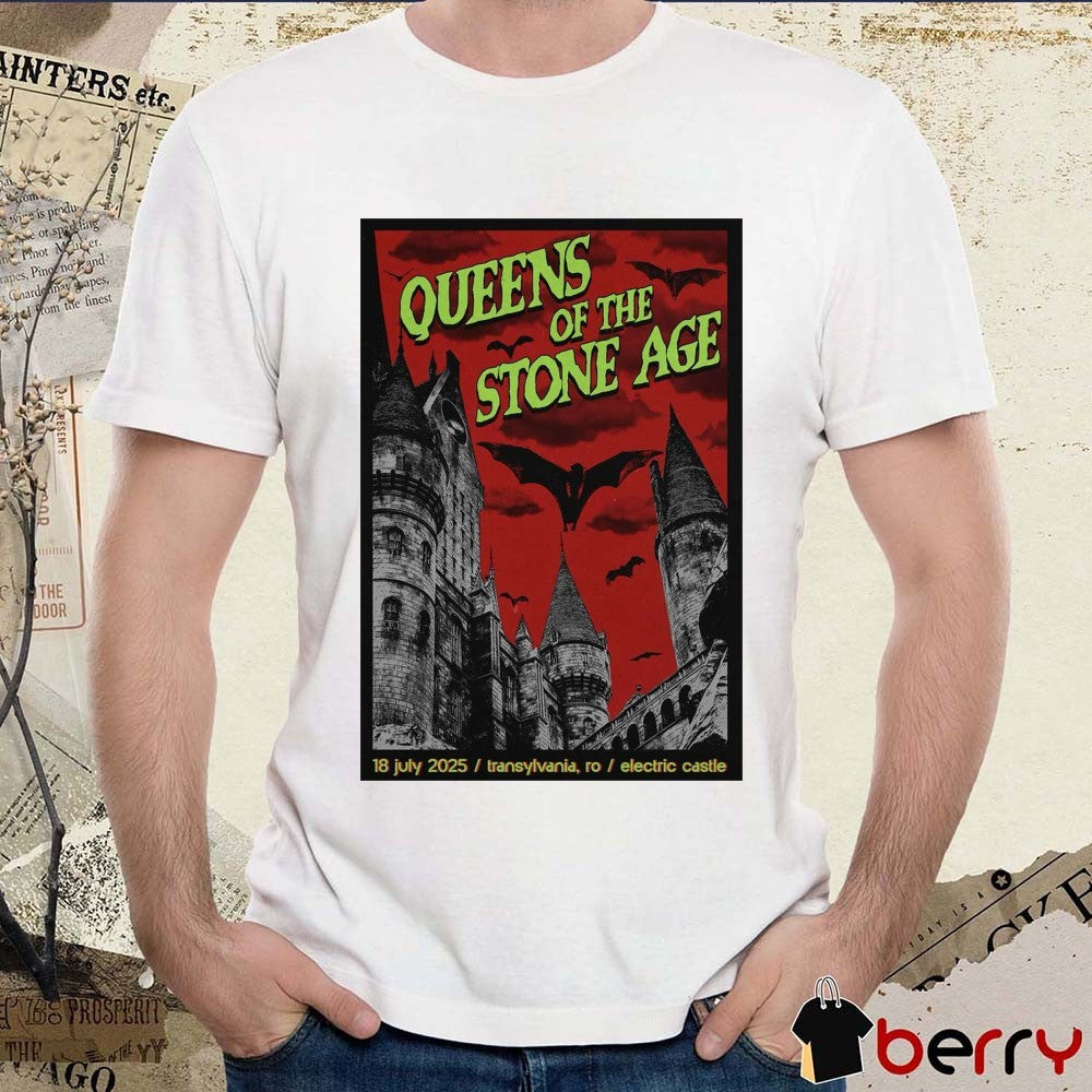 Poster Queens Of The Stone Age July 18 2025 In Transylvania RO Electric Castle Tour t-shirt