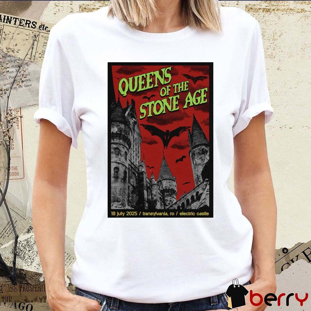 Poster Queens Of The Stone Age July 18 2025 In Transylvania RO Electric Castle Tour t-shirt
