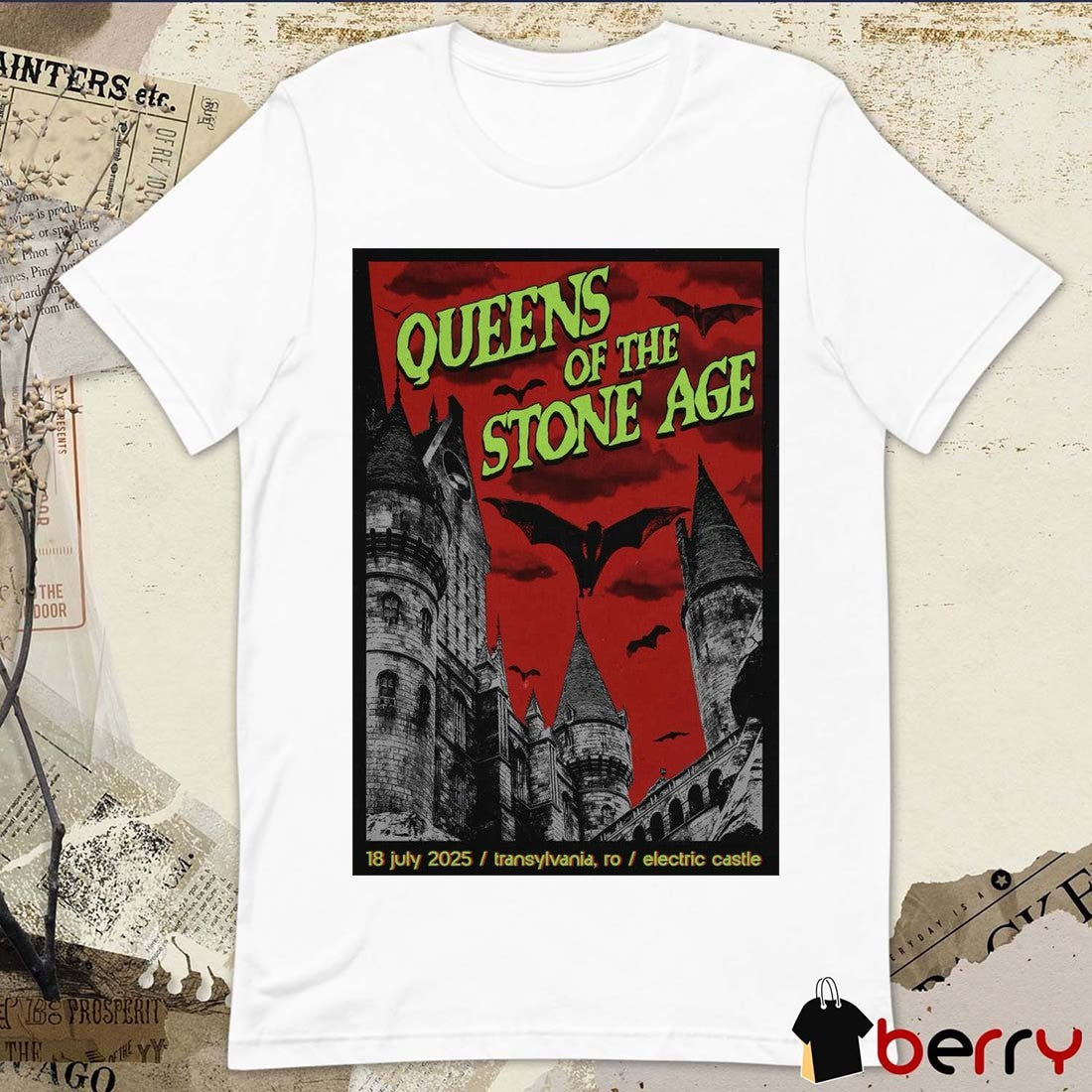 Poster Queens Of The Stone Age July 18 2025 In Transylvania RO Electric Castle Tour t-shirt