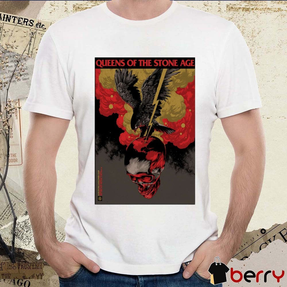 Poster Queens Of The Stone Age October 2 2025 Alive In The Catacombs Tour Chicago IL t-shirt