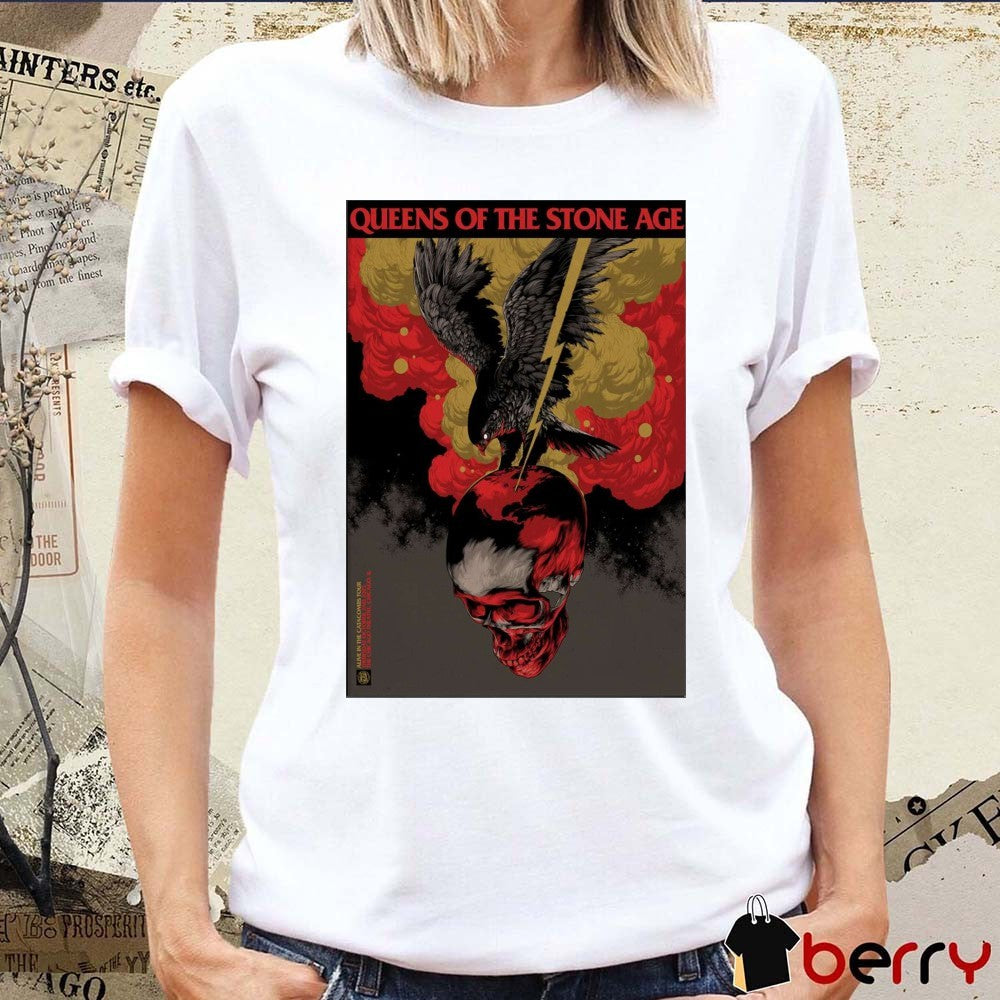 Poster Queens Of The Stone Age October 2 2025 Alive In The Catacombs Tour Chicago IL t-shirt
