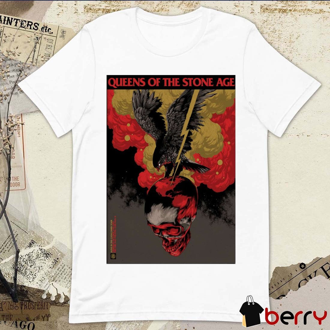 Poster Queens Of The Stone Age October 2 2025 Alive In The Catacombs Tour Chicago IL t-shirt