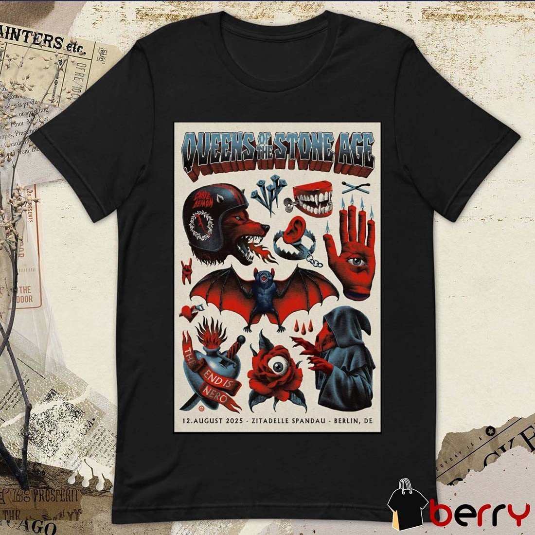 Poster Queens Of The Stone Age Zitadelle Spandau In Berlin DE August 12 2025 tour t-shirt