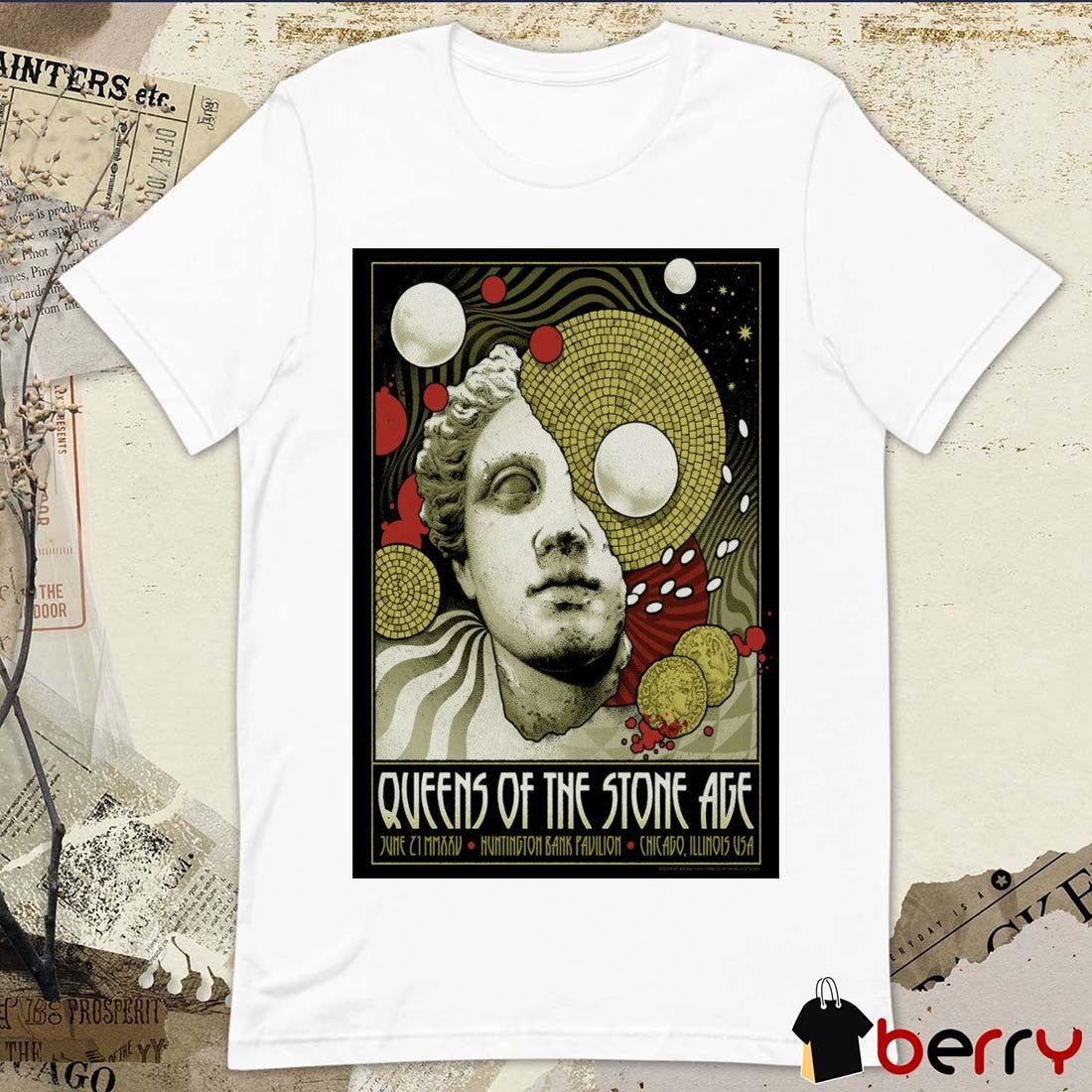 Poster Queens of the Stone Age June 21 2025 Chicago IL Huntington Bank Pavilion t-shirt