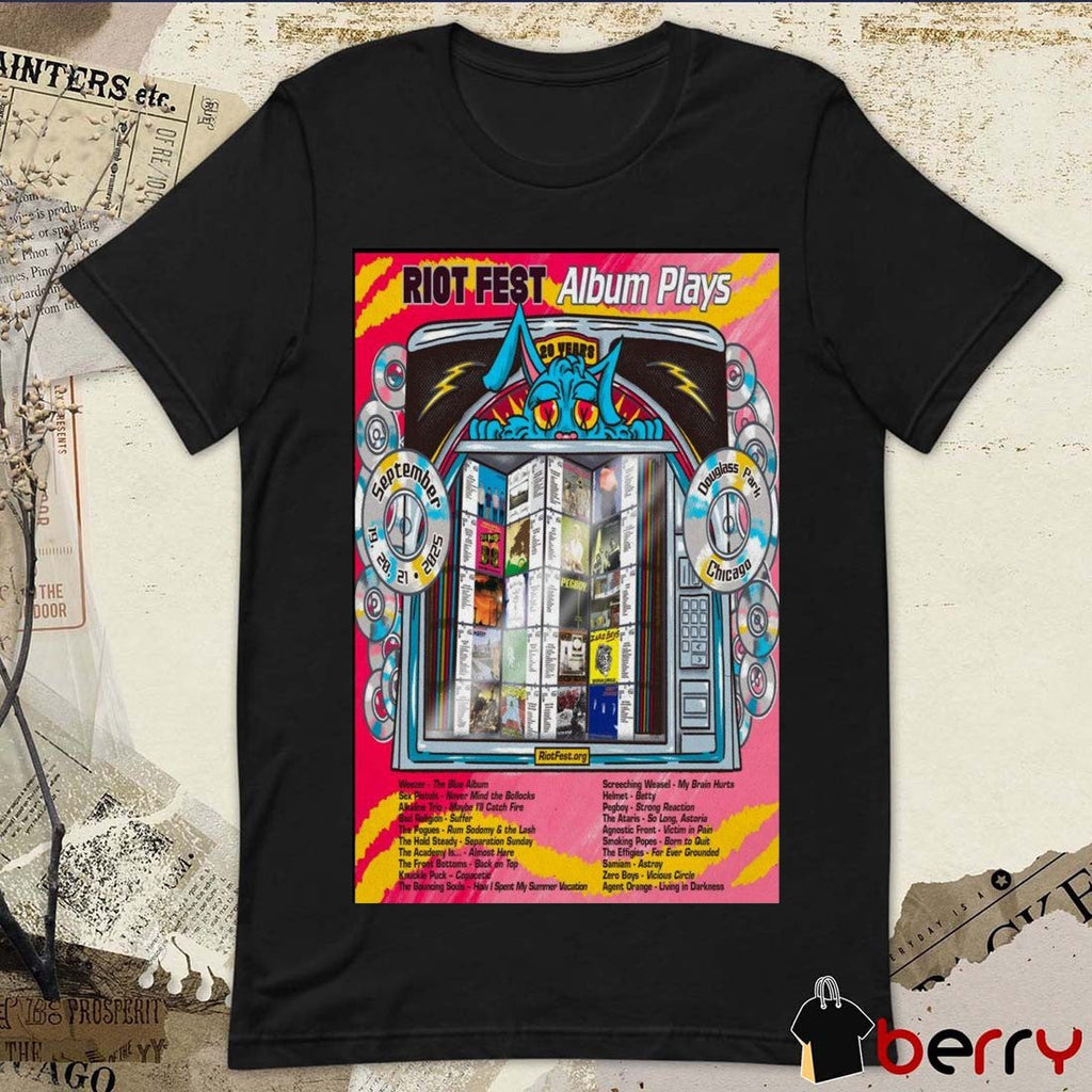 Poster Riot Fest Album Plays Douglass Park in Chicago IL September 19-20-21 2025 Tour t-shirt